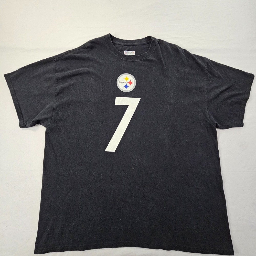 Pittsburgh Steelers #7 Ben Roethlisberger Black Short Sleeve T-Shirt Men's 2XL
